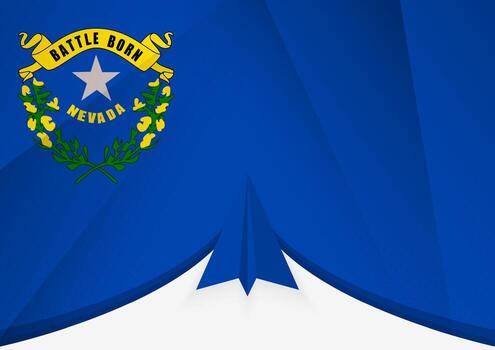 Nevada Flag with Abstract Paper Airplane Design, National Flag in a geometric folded paper style. vector