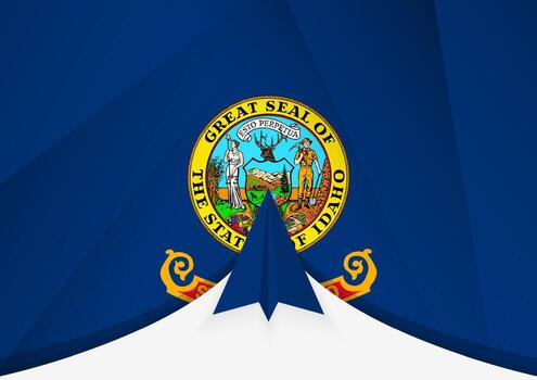 Idaho Flag with Abstract Paper Airplane Design, National Flag in a geometric folded paper style. vector