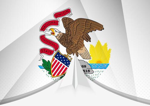 Illinois Flag with Abstract Paper Airplane Design, National Flag in a geometric folded paper style. vector