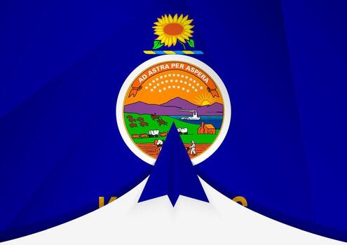 Kansas Flag with Abstract Paper Airplane Design, National Flag in a geometric folded paper style. vector