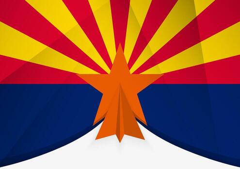 Arizona Flag with Abstract Paper Airplane Design, National Flag in a geometric folded paper style. vector
