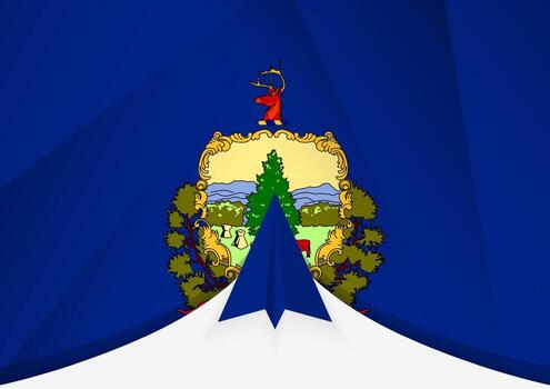 Vermont Flag with Abstract Paper Airplane Design, National Flag in a geometric folded paper style. vector