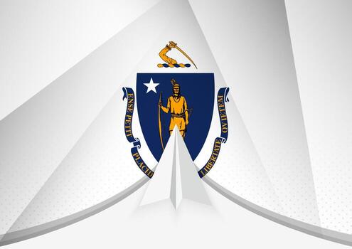 Massachusetts Flag with Abstract Paper Airplane Design, National Flag in a geometric folded paper style. vector
