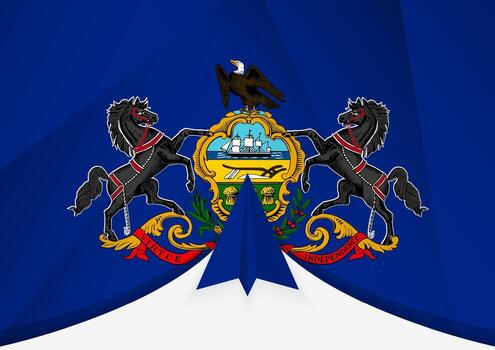 Pennsylvania Flag with Abstract Paper Airplane Design, National Flag in a geometric folded paper style. vector