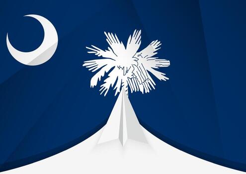 South Carolina Flag with Abstract Paper Airplane Design, National Flag in a geometric folded paper style. vector