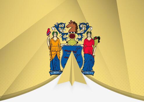 New Jersey Flag with Abstract Paper Airplane Design, National Flag in a geometric folded paper style. vector