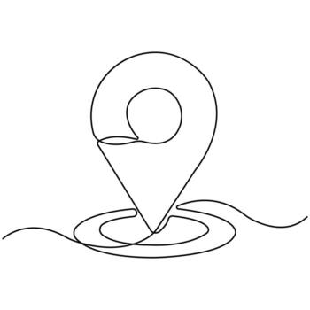Minimal One Line Drawing of Location Pin Icon, Simple GPS Marker Symbol for Map, Navigation, Travel, and Direction Design vector