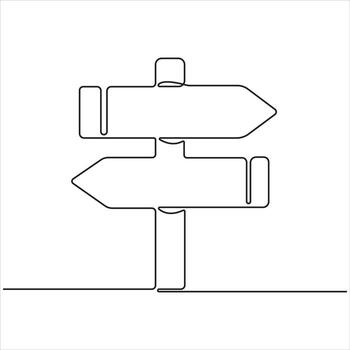 Minimalist Direction Sign Outline Icon for Navigation, Decision-Making, Road Guide, Street Symbol, and Location Marker Design. vector