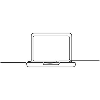 Minimal Line Art Laptop Icon for Technology, Remote Work, Digital Communication, Online Learning and Modern Office Design Concepts vector