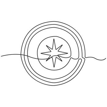 Minimal One Line Drawing of Compass Icon Symbolizing Navigation, Travel, Exploration, Direction, Adventure, Journey, Guidance, and Discovery vector
