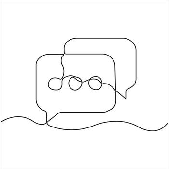 Minimal Line Art Chat Bubble Icon Representing Communication, Conversation, Messaging, Online Chat, Social Media, and Digital Interaction. vector