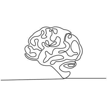 Minimal One Line Drawing of Human Brain Icon, Simple Intelligence and Mind Symbol for Science, Thinking, Psychology, and Creativity Design vector