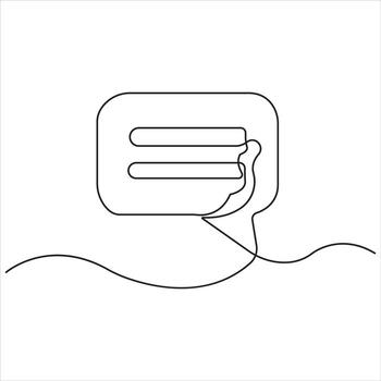Minimal One Line Drawing of Chat Bubble and Face, Representing Communication, Messaging, Online Conversation, Customer Support, and Connection vector