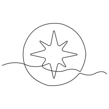 Minimal Line Art Compass Star Icon Representing Navigation, Direction, Exploration, Travel, Adventure, Guidance, Journey vector