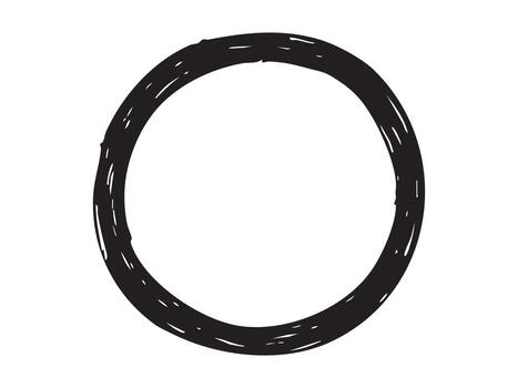 Hand-drawn black circle silhouette icon on white background. concept of design element, simple logo, minimalist art, graphic symbol, outline, sketch, abstract shape vector