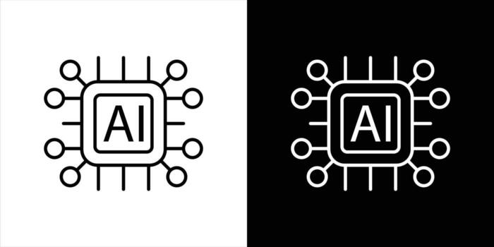 ai chip icono colocar. conteniendo artificial inteligencia pastilla, futuro tecnología Delgado línea y color estilo icono símbolo firmar vector