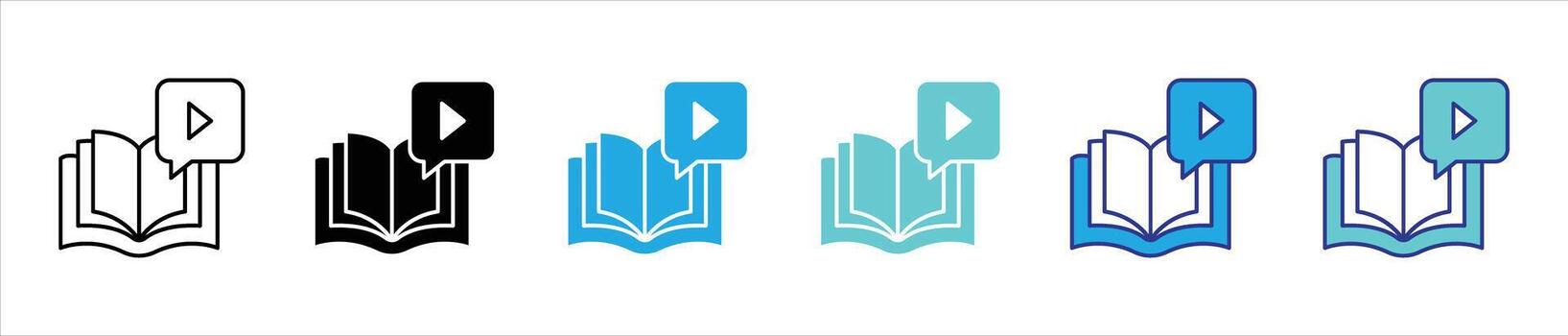 interactivo conocimiento cubo icono colocar. Contiene libro y aprendizaje icono ese capturas el poder de multimedia educación. Delgado línea y color estilo icono símbolo firmar vector