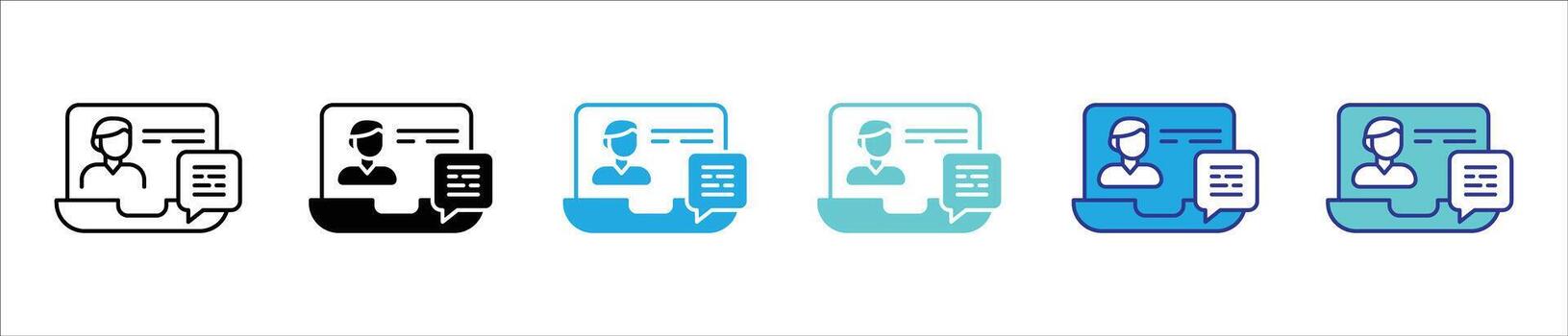 digital dialogue in motion icon set. contain real time learning, virtual classroom, interactive presentation thin line and color style icon symbol sign for your app web vector