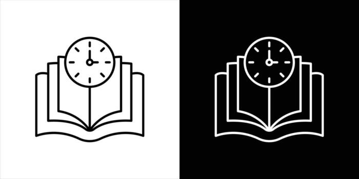 mastering time through knowledge icon. contain timely merging study and clock represent productivity, deadlines, academic focus thin line icon symbol sign vector
