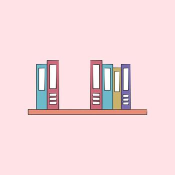 Illustration of a shelf with several colorful document folders neatly arranged to store important archives and data. vector