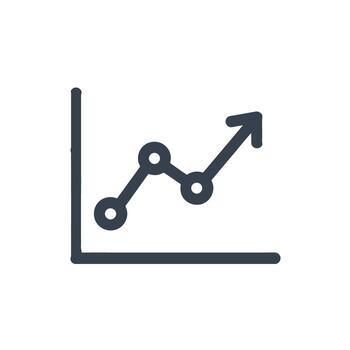 Growth Chart Icon Showing Upward Trend with Line Graph and Circular Data Points vector