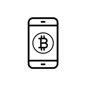 Bitcoin Mobile Payment App Icon Depicting Cryptocurrency Transaction and Blockchain Finance on Smartphone Screen vector