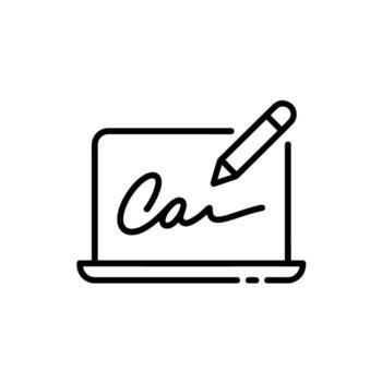 Digital Signature Icon A Symbol of Modern Authentication and Agreement on a Laptop Screen vector