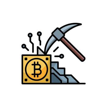 Bitcoin Mining Concept Digital Currency Block Chain Technology and Cryptocurrency Future Economics vector