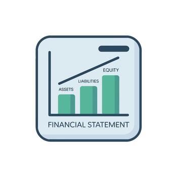 Financial Statement Showing Increase in Assets, Liabilities, and Equity Over Time Graph vector