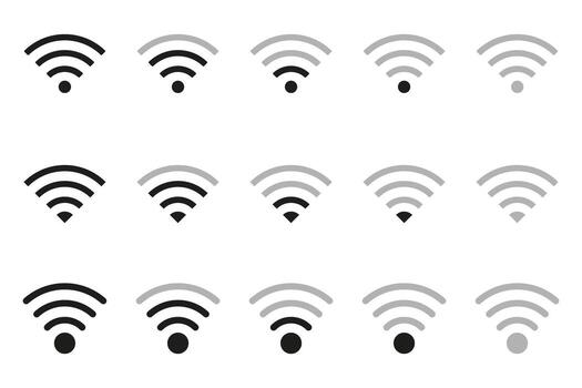 icono conjunto de Wifi red con diferente señal fortalezas vector
