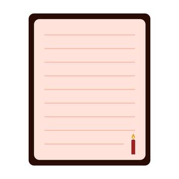 An elegant notepad with a simple illustration of a candle, perfect for writing notes, thoughts or a to-do list vector
