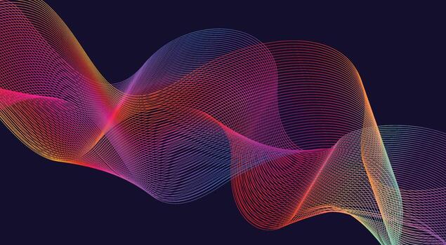 Blend Curved Wavy Lines Background Pink Colorful Gradient Design Abstract Illustration vector