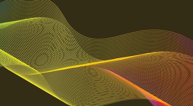 Wavy Blend Curved Lines Background Design Yellow Colorful Gradient Abstract Illustration vector