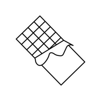 Chocolate bar with squares in wrapper outline icon, chocolate icon on white background. vector