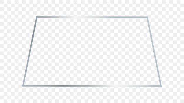 Silver glowing trapezoid shape frame on white vector