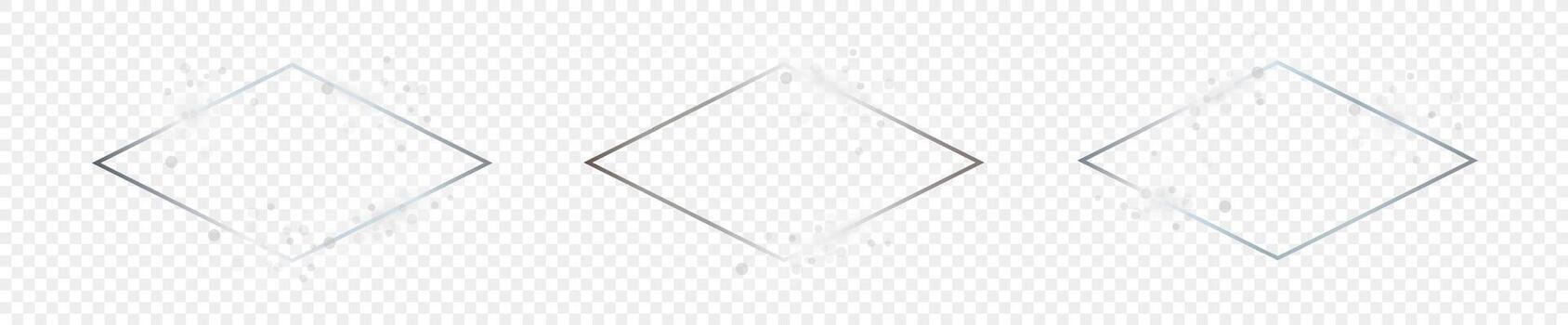 Silver glowing three rhombus shape frame vector
