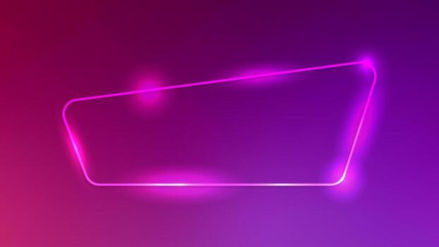 Neon rounded frame with shining effects on pink vector