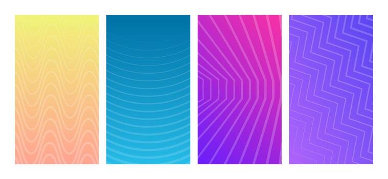 conjunto de cuatro moderno vistoso degradado antecedentes con líneas vector