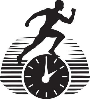 Runner on Clock Symbolizing Speed Time Efficiency Success vector