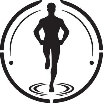 fuerte silueta de un corriendo hombre dentro un circulo diseño vector