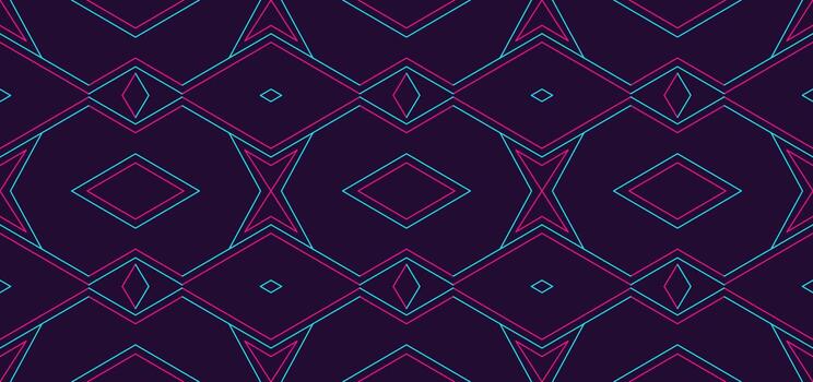 The powerful combination of neon pink, electric blue, and deep purple against a subtle dark backdrop makes this geometric pattern impossible to ignore. Use it for standout graphics and campaigns. vector