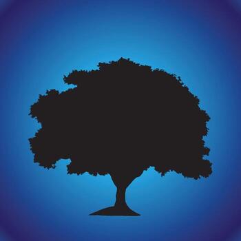 Minimalist Tree Silhouette on Gradient Background. vector