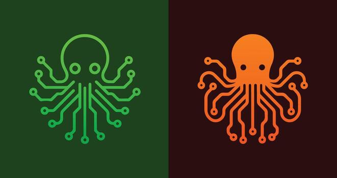 Circuit Octopus Logo for AI and Networking vector