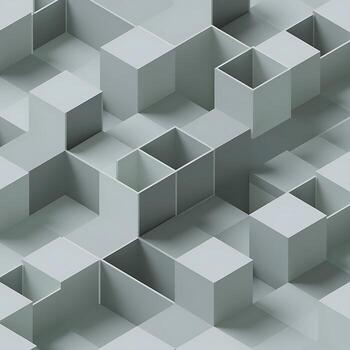Isometric light gray abstract geometric cube shapes pattern background photo