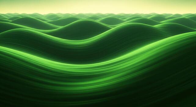 Abstract green waves flowing in a gentle, luminous landscape photo