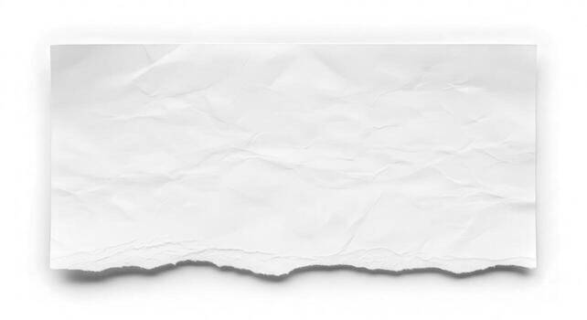 Torn crumpled white paper sheet isolated on white background photo