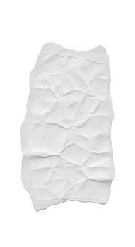 White crumpled paper fragment isolated on white background photo