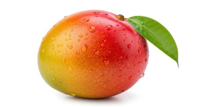 Fresh mango with water droplets, isolated on white background photo