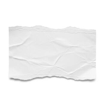 Torn white paper with creases isolated on white background photo