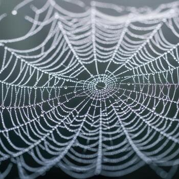Dewdrops on Spiderweb Closeup Macro Nature Photography photo